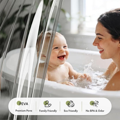 Bathway Shower Curtain Liner, Black Shower Curtain Liner 72x72 PEVA Clear Shower Curtain Liner Plastic with 3 Magnets and 12 Rustproof Metal Grommets, Lightweight Waterproof Shower Liner for Bathroom