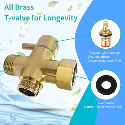 BARROCK Bidet Sprayer for Toilet, Handheld Jet Spray for Existing Toilets with Bidet Hose, Adjustable Water Pressure Muslim Shower, Stainless Steel Cloth Diaper/Feminine Wash Sprayer Brushed Gold