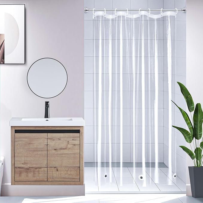 36'W x 72'H, Narrow Size Clear Shower Curtain Liner with Magnets and Rustproof Grommets, Lightweight, Waterproof, Odor-Free, Suitable for Home, Hotel, Office etc.
