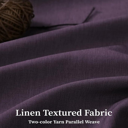 BTTN Extra Long Boho Scalloped Linen Textured Shower Curtain, 72x96, Purple | Extra Tall Size, 230GSM Waterproof Polyester, Heavy Duty Fabric, 12 Plastic Hooks, Elegant Farmhouse Style, Machine Washable