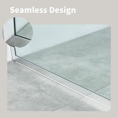 Shower Screen 36" x 76" Shower Wall Panel Chrome | Tempered Glass 3/8 inch, Half Frameless Shower Wall Panel, Easy to clean Coating, Fixed Glass Shower Door With Hardware