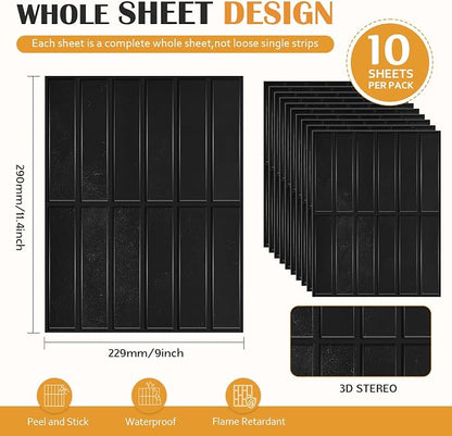 JOLOV 10 Pack Peel and Stick Backsplash Tiles, Waterproof 3D Stickers | Thicker self-adhesive 3D tile stickers for kitchen and bathroom walls; removable, waterproof and easy to install.