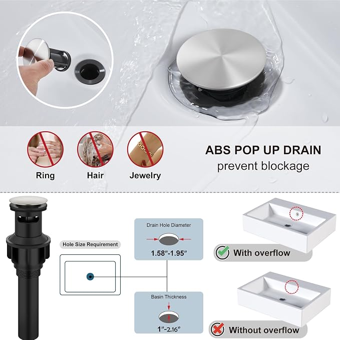 Midanya Waterfall Bathroom Sink Faucet 1 Hole,Brushed Nickel | with cUPC Hoses,Pop Up Drain,Deck Plate,for 1 or 3 hole sink,Vanity,RV,Lavatory,Basin,Farmhouse,Stainless Steel,Single Handle