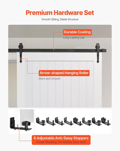 VEVOR Sliding Barn Door, 48 x 84 inch, High-Strength MDF Panel, Barn Door with Hardware Kit, Water-Proof PVC Surface, Easy to Install, H-Frame, Smoothly and Quietly Sliding for Living Room, Bathroom
