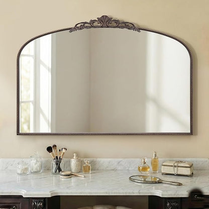 Micasso Large Bronze Vintage Mirror: 48"x33" Baroque Antique Wall Mirror | Traditional Ornate French Decorative Arched Mirror for Bedroom/Bathroom/Fireplace/Entryway/Hallway/Living Room/Dining Room
