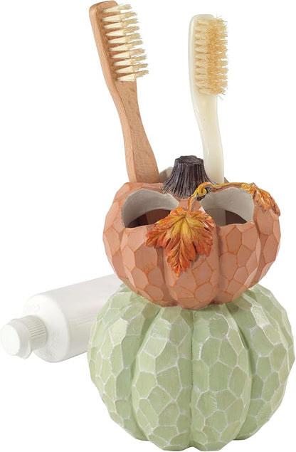 Avanti Linens - Toothbrush Holder, Pumpkin Design Countertop Accessories, Fall Inspired Home Decor (Grateful Patch Collection)