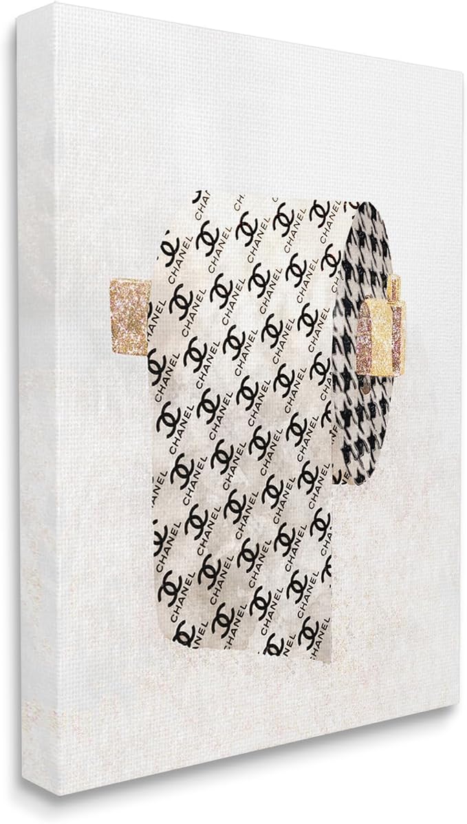 Glam Pattern Toilet Paper, 16 x 20 Inch Canvas Wall Art | Stupell Industries · By Ziwei Li · Ready to hang · Bath and laundry decor · Made in USA