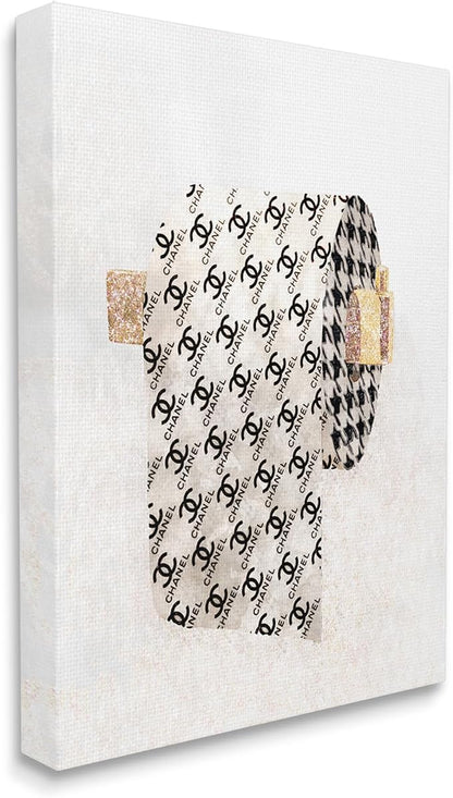 Glam Pattern Toilet Paper, 16 x 20 Inch Canvas Wall Art | Stupell Industries · By Ziwei Li · Ready to hang · Bath and laundry decor · Made in USA