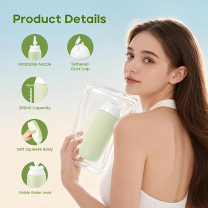 Rotatable Nozzle Portable Bidet – 360ml Touch-Free Nozzle Peri Bottle, Leak-Proof Travel Handheld Bidet for Postpartum Care, Personal Hygiene, Camping & Outdoor Use (Green)