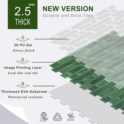 STICKGOO Peel and Stick Backsplash - 10 Sheets of 12”×12” - 3D Self Adhesive Peel and Stick Tile Backsplash for Kitchen & Bathroom