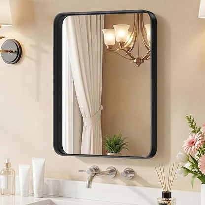 DUMOS 22"x30" Wall Mirror, Bathroom Mirrors for Over Sink, Black | Tempered Glass & Anti Rust Metal Frame, Decor for Entryway, Living Room, Bedroom, Vanity
