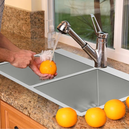 33x22In Drop-in Kitchen Sink, Stainless Steel,50/50 Equal Double Bowl | Modern Topmount Kitchen Sink Combo, Include SS Grid,Silicon Mat,Drain Assembly Set, Compatibility With Various Kitchen Style