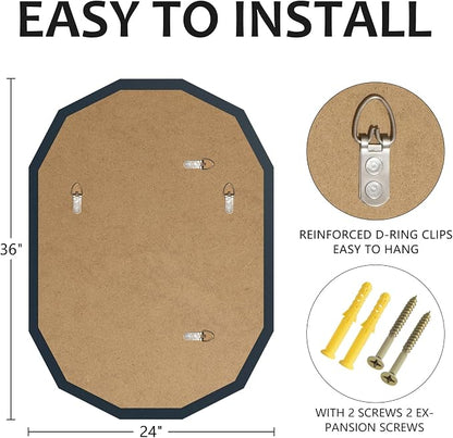 24x36 Inch Bathroom Mirrors for Over Sink, Round Frameless Mirrors for Wall | Beveled Bathroom Mirror, Bathroom Vanity Circle Mirror for Bedroom Living Room Entryway Home Decor