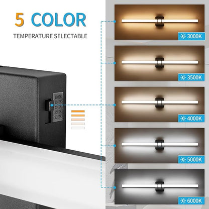 Modern Black and Brass Vanity Light Bar 40 Inch, 30W 5CCT Dimmable Bathroom Light Fixtures LED Wall Lighting Fixture