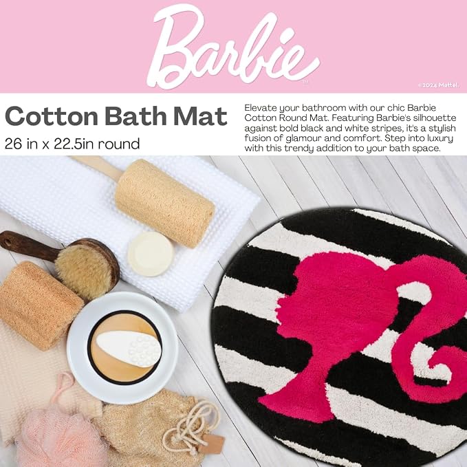 Collectibles Barbie 100% Cotton Non Slip Plush Bathroom Mat Rug (Officially Licensed Product) by Franco