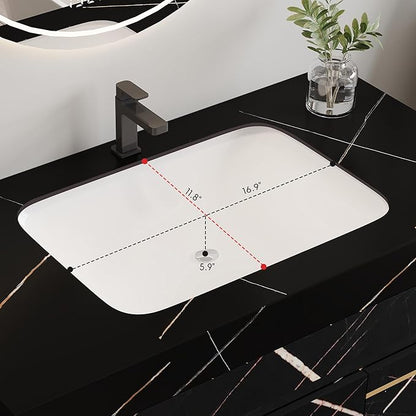 Goujxcy 35.4" Wall Mounted Bathroom Vanity with Sink, Modern Floating Bathroom Cabinet with Ceramic Sink & 2 Drawers, Wood Hanging Bath Room Cabinet with Soft-Close System (Black)