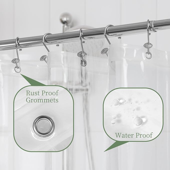71x72 Shower Curtain Liner Clear | 6 Bottom Magnets,12 Rustproof Grommets,Water Proof Heavy Duty PEVA,71W x 72H for Bathroom