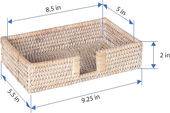 KOUBOO La Jolla Rectangular Guest Towel, Dining Table, Elegent Napkin Holder, Farmhouse Styles, Centerpieces, Bathroom Decor, Beige/White-Wash