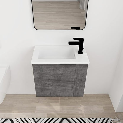 22" Floating Bathroom Vanity with Sink, 22 Inch Wall Mounted for Small Bathrooms, Soft-Close Door Cabinet with White Ceramic Basin & Waterproof Plywood, Modern Space Saving Vanity