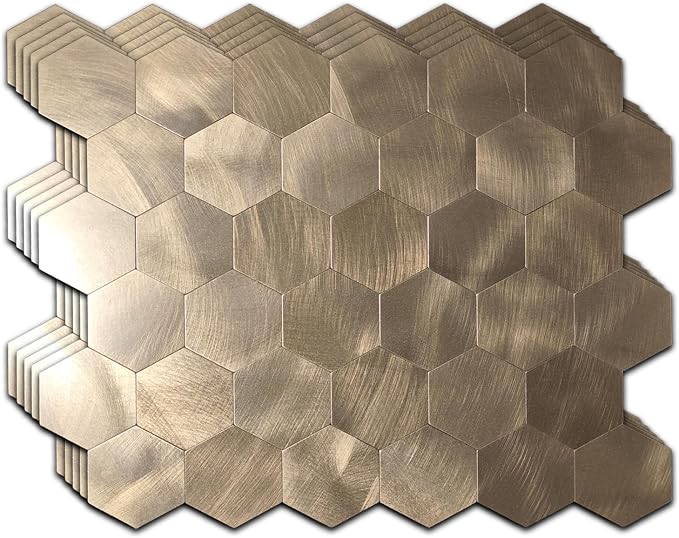 5pcs Peel & Stick Mosaic Wall Stickers - Waterproof/Anti-Skid/High Temp Resistant Decals, Multi-Purpose Removable Decoration for Kitchen Backsplash, Bathroom&Office (5, Copper-5)