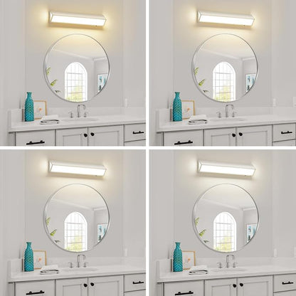 LED Modern Bathroom Vanity Light Fixtures (24-Inch, 5CCT, Dimmable), Modern Acrylic Bathroom Wall Lighting Fixtures Over Mirror, Chrome