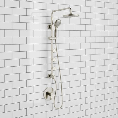 Lanikai Rain Shower Head with Handheld Spray Combo - 1028-BN, Brushed Nickel - 8" Rain Showerhead with Handheld Sprayer, 3 Spray Jets, 5-Function Rainfall Shower Head with Hose, 2.5 GPM
