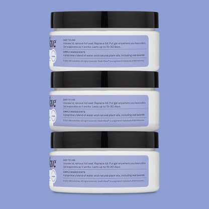 Fresh Wave Lavender Odor Eliminator Gel 3-Pk 7 oz - Air Freshener for Home | Plant-based essential oils. Lasts 15-30 days per jar. No plug-in needed. Pet-safe, closet and bathroom deoderizer.