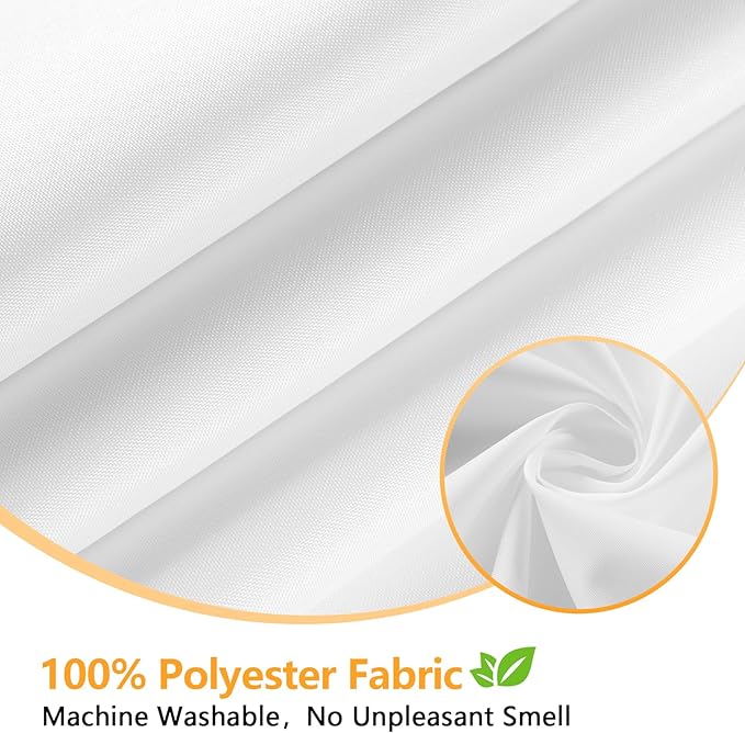 Seenus 60''W Waterproof Fabric Shower Curtain Liner with 3 Large Magnets, 60 x 84 Inch Washable Cloth Shower Liner Extra Long, White Lightweight Tall Bathroom Curtain for Walkin Shower