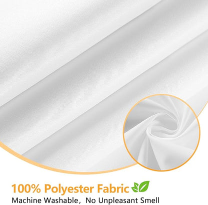 Seenus 60''W Waterproof Fabric Shower Curtain Liner with 3 Large Magnets, 60 x 84 Inch Washable Cloth Shower Liner Extra Long, White Lightweight Tall Bathroom Curtain for Walkin Shower