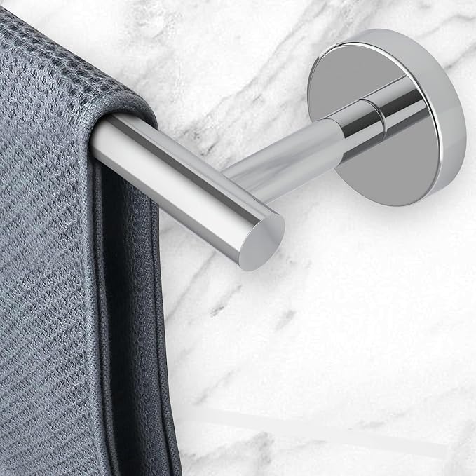 Newfun 10-Pieces Polished Chrome Bathroom Hardware Set 24 Inch | Includes 24 Inch Towel Racks for Bathroom Wall Mounted, Toilet Paper Holder, Towel Hooks, Towel Rings for Bathroom Wall