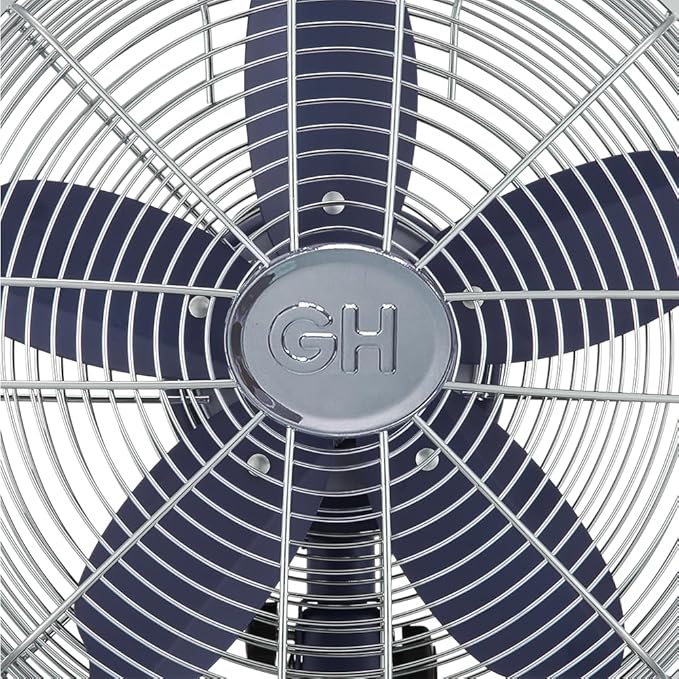 Good Housekeeping 92618 All-Metal 12" Retro Desk Office Table Fan with Wide Oscillation, 3-Speed Settings & Carrying Handle, Maritime Blue