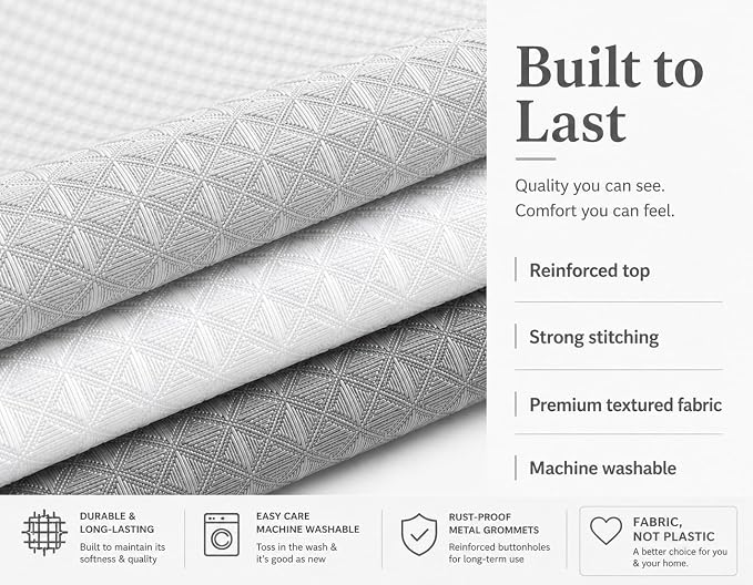 Dainty Home Ombre Waffle Weave Shower Curtain 70 x 72 Grey Textured Fabric Shower Curtain, Hotel Style Waffle Weave Bathroom Curtain, Water Resistant Polyester Ombre Shower Curtain