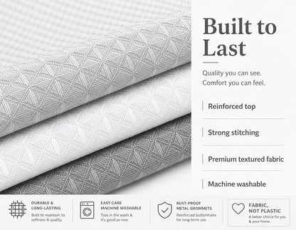 Dainty Home Ombre Waffle Weave Shower Curtain 70 x 72 Grey Textured Fabric Shower Curtain, Hotel Style Waffle Weave Bathroom Curtain, Water Resistant Polyester Ombre Shower Curtain