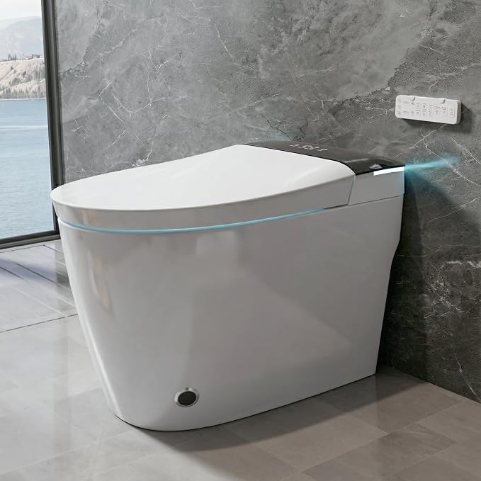 TOTTE Smart Toilet with Bidet, Hands-Free with Auto Open/Close Lid & Self-Cleaning Bowl, Adaptive Warm Water Wash & Heated Seat, Built-in Aroma, One-Piece Elongated Design