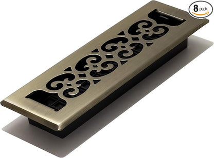 Decor Grates SPH210 Scroll Design Floor Register, 2x10 Inches, Antique Brass Finish (Pack of 8)