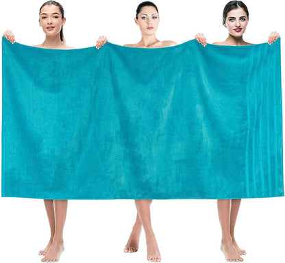 American Soft Linen 35x70 Jumbo Large Bath Towel, 600 GSM 100% Cotton Turkish Bath Sheet, Oversized Luxury Bath Towel for Bathroom Beach and Pool, Aqua Blue