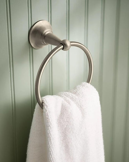 Moen DN6886BN Sage Single Post Bathroom Hand Towel Ring, Spot Resist Brushed Nickel