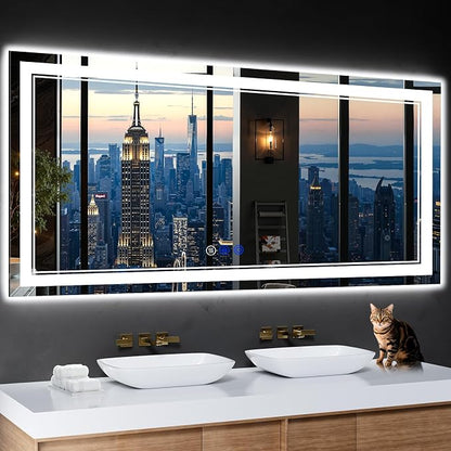 60"x28" LED Bathroom Mirror with Lights,Anti-Fog,3 Color Modes