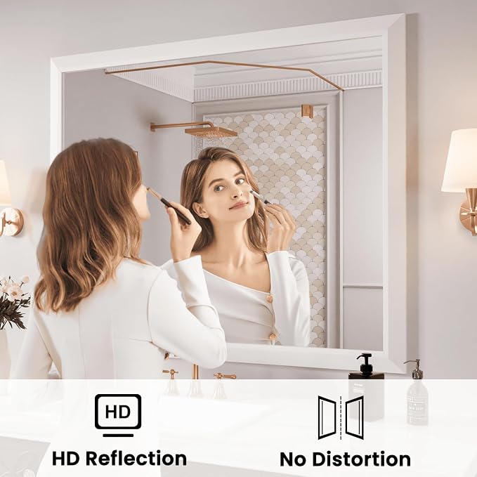 Bathroom Mirror for Wall, 48x40 Inch (White) | HD Reflection, Tempered Glass, Thick Metal Framed Rectangle Mirrors for Over Sink, Vanity, Bedroom, Living Room, Entryway.