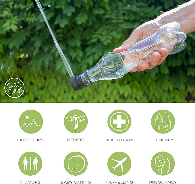 CuloClean Portable Bidet for Toilet, Travel, or Camping. Compatible with Every Bottle. Discreet, Sanitary or Travel Shower. Attachable Stopper. Backcountry Bidet Nozzle (4pcs Glow in The Dark)