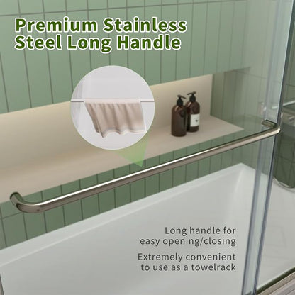ACE DECOR Double Sliding Shower Door, 50"-54" W x 70" H, Chrome Finish | Bypass Semi-Frameless Shower Doors, 6mm Clear SGCC Tempered Glass, Easy-Clean Nano Coating&Leak-proof&Reversible Installation
