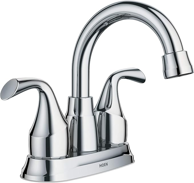 Moen Idora Chrome Two-Handle Centerset Bathroom Sink Faucet with Drain Assembly, 84115