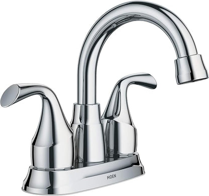 Moen Idora Chrome Two-Handle Centerset Bathroom Sink Faucet with Drain Assembly, 84115