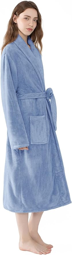 Soft Robe For Women，Warm Plush Bath Robes Female，Spa Towel After Shower Lightweight Long Bathrobe