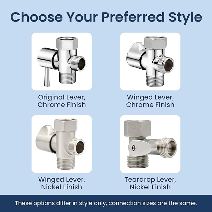 LUXE Bidet 7/8" x 7/8" x 1/2" Shut-Off Valve T-Adapter for Bidets, Only Compatible with NEO Series Bidet Attachments (Original Lever, Chrome Finish)