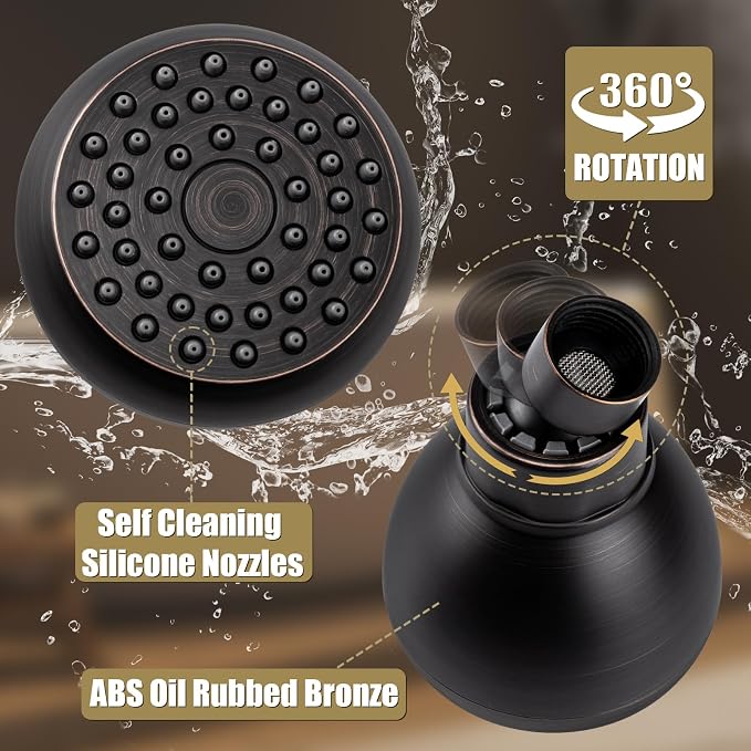 AISOSO Shower Head 2PCS,High-Pressure Fixed Showerhead 3",Oil Rubbed Bronze