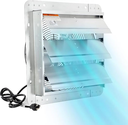 Vie Air Shutter Exhaust Fan with Power Cord – High-Performance Ventilation for Indoor/Outdoor Spaces, Energy-Efficient Cooling - Vent fan for Commercial, Greenhouse, Attic, Shed & Shop (12 Inch)