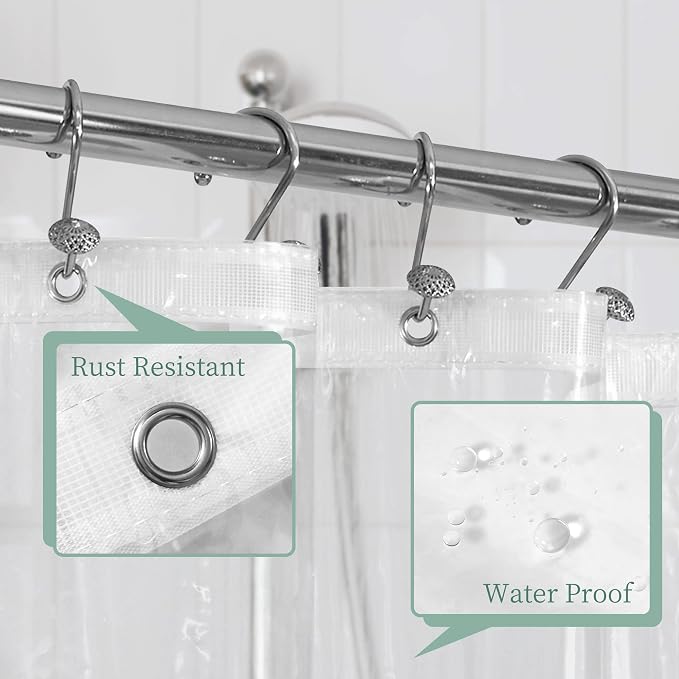 Mrs Awesome Stall Shower Curtain Liner 36x72, Clear | 3 Bottom Magnets,7 Rustproof Grommets,PEVA Plastic Shower Liner for Bathroom Lightweight & Waterproof, 36 x 72
