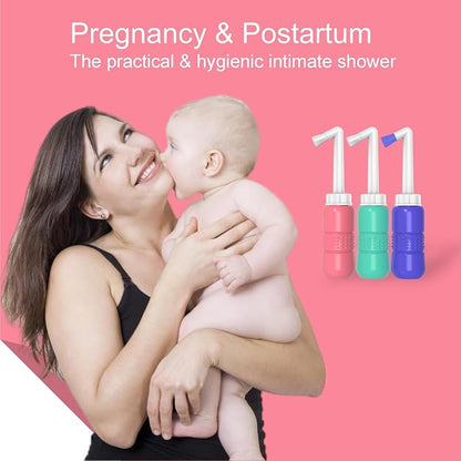 2 Pack 300ML Portable Bidet, Blue & Pink Handheld Travel Bidet Sprayer, Leak-Proof Upside-Down Squeeze Design for Postpartum Care, Menstrual Hygiene, Adults & Kids, Home/Travel/Outdoor/Camping