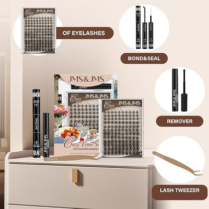 JMS&JMS Manga Lash Clusters Kit Vivid Lash Kit Anime Eyelash Kit | Invisible Band Manga Eyelash Kit with Lash Bond and Seal Lash Remover Lash Extension Kit for Beginner (Coco-8-18mix)